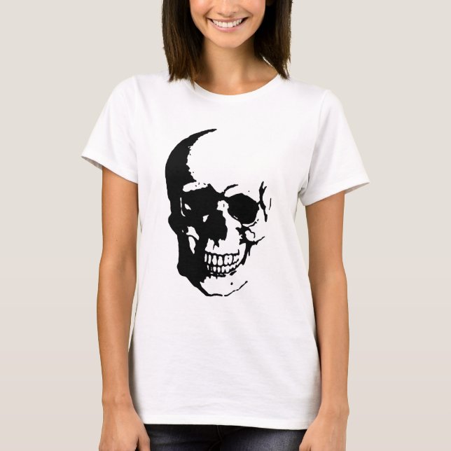 T-shirt Crâne - Noir & Blanc Métal Imaginaire Art (Devant)