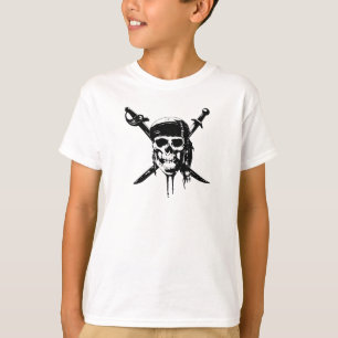 T-shirt Crâne noir et blanc pirate et épées