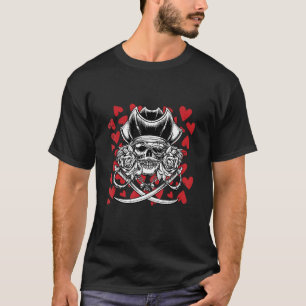 T-shirt Crâne Pirate Coeurs Valentines Jolly Roge