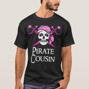 T-shirt Crâne Pirate Rose Et Drapeau Crossbones