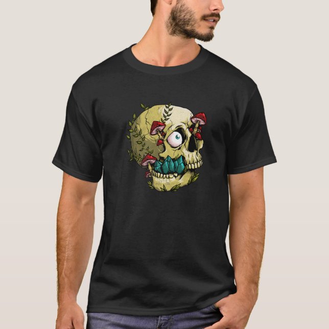 T-shirt Crâne psychédélique Psilocybin Champignons Squelet (Devant)