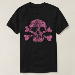 T-shirt crâne rose et os croisés