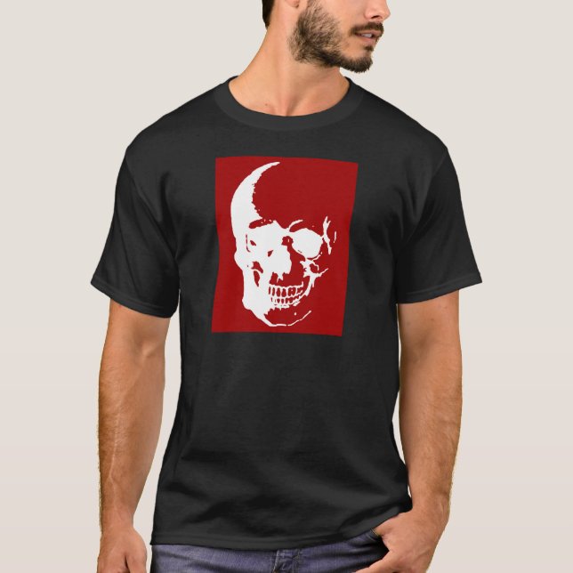 T-shirt Crâne - Rouge & Blanc métal Imaginaire Art (Devant)