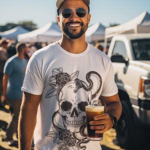 T-shirt Crâne serpent Noir/Blanc Style Graphisme Hommes