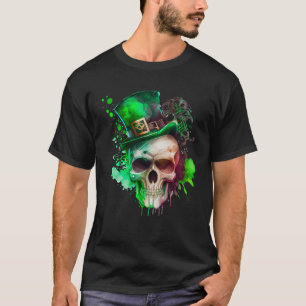 T-shirt Crâne Shamrock verte Irlande Jour de la Saint Patr