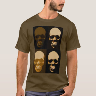 T-shirt Crâne stylé Brown Pop Art Retro