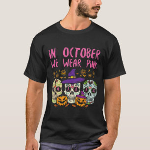 T-shirt Crâne sucre Octobre Pink Breat Cancer Sensibilisat