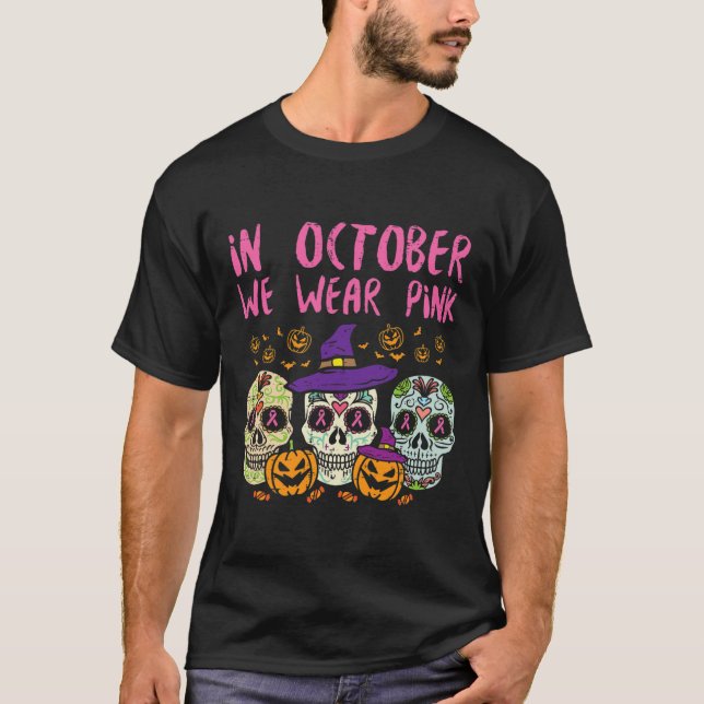 T-shirt Crâne sucre Octobre Pink Breat Cancer Sensibilisat (Devant)