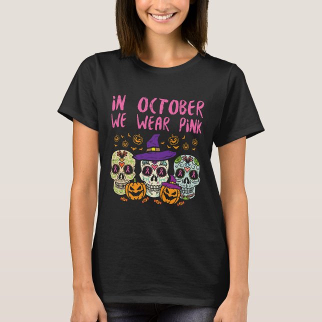 T-shirt Crâne sucre Octobre Pink Breat Cancer Sensibilisat (Devant)
