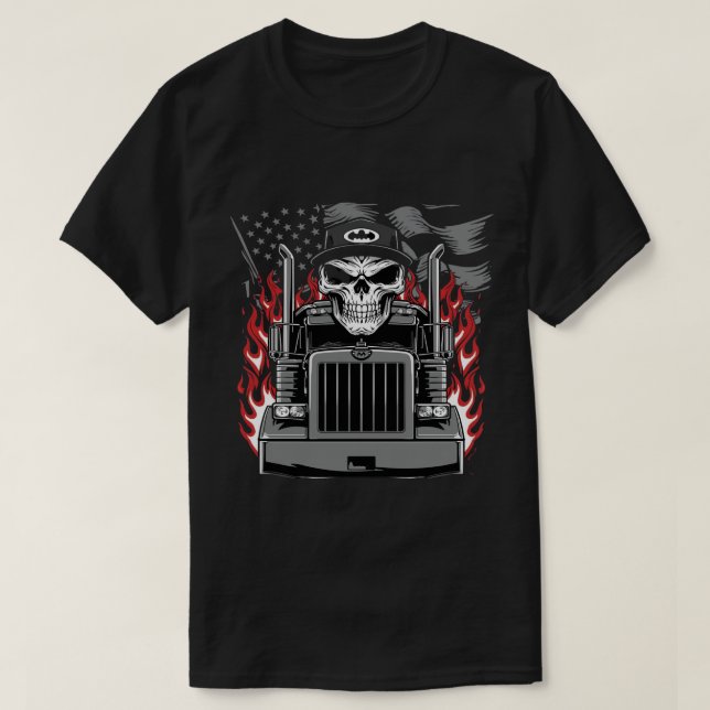 T-shirt Crâne symétrique et camion avec indicateur en nive (Design devant)