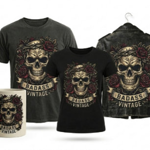 T-SHIRT CRÂNE TENDANCE MÉCHANT DESIGN VINTAGE