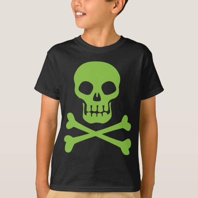 T-shirt Crâne vert et os croisés (Devant)