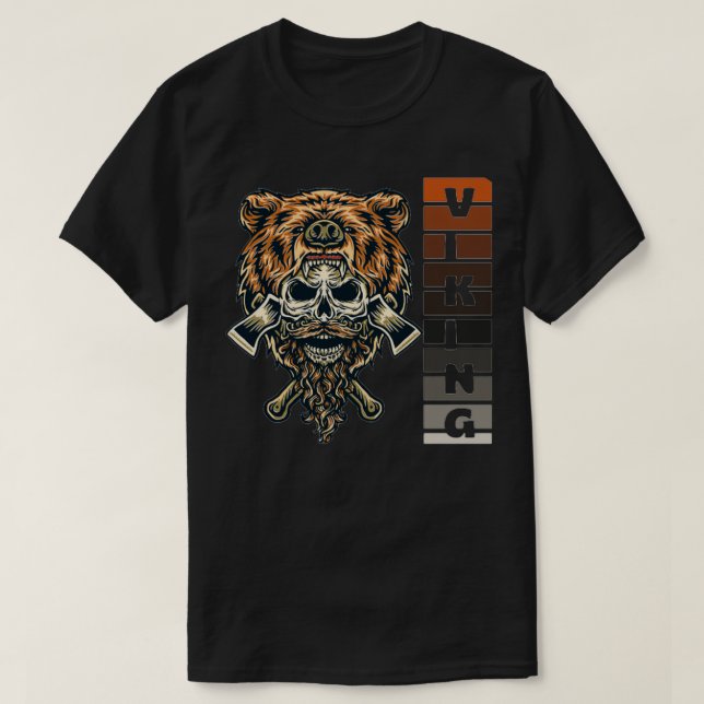 T-shirt Crâne vif avec tête d'ours (Design devant)