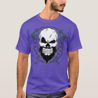 T-shirt Crâne viking avec des axes et des runes nordiques