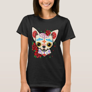 T-shirt Crânes de Chihuahua Jour des Morts Crâne de Sucre
