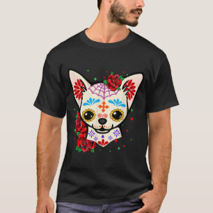 T-shirt Crânes de Chihuahua Jour des Morts Crâne de Sucre