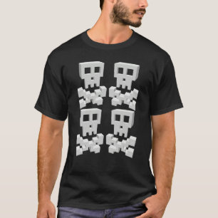 T-shirt Crânes de pixels surréalistes de style rétro minim