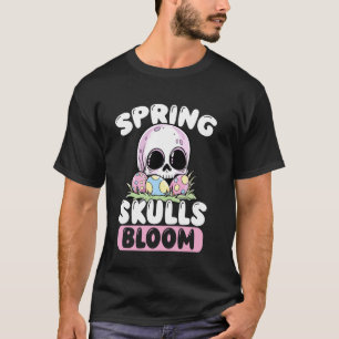T-shirt Crânes de printemps en fleurs Pastel Goth Esthétiq