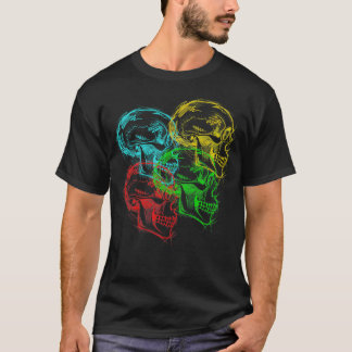 T-shirt Crânes illustratifs de néon psychédélique