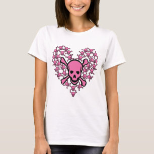 T-shirt Crânes roses dans la forme de coeur