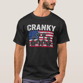 T-shirt Cranky Car Engine Cranksweat Us Flag Mécanique 4e