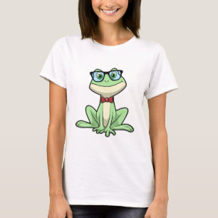 T-shirt Cravate de lunettes pour étudiants Nerd grenouille