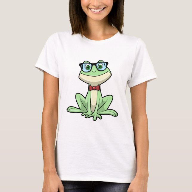 T-shirt Cravate de lunettes pour étudiants Nerd grenouille (Devant)