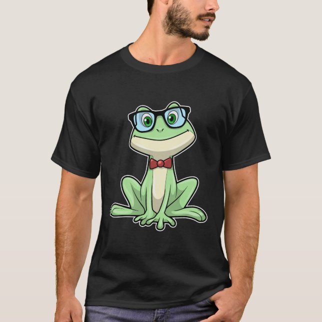 T-shirt Cravate de lunettes pour étudiants Nerd grenouille (Devant)