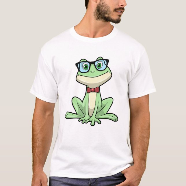 T-shirt Cravate de lunettes pour étudiants Nerd grenouille (Devant)