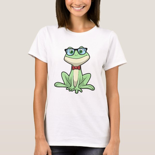 T-shirt Cravate de lunettes pour étudiants Nerd grenouille (Devant)