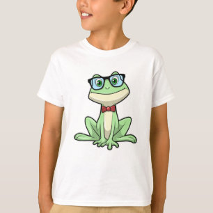 T-shirt Cravate de lunettes pour étudiants Nerd grenouille