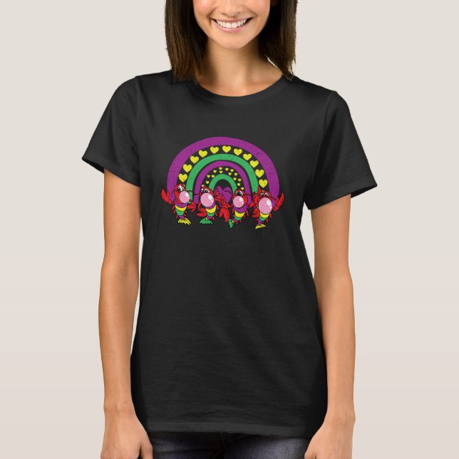 T-shirt Crawfish Bubblegum Boho Rainbow Mardi Gras Carniva (Devant)