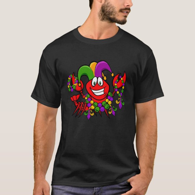 T-shirt Crawfish Mardi Gras Tee Jester Lobster Crayfish Fa (Devant)