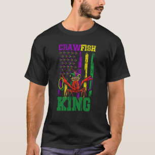 T-shirt Crawfish Perles King Mardi Gras Drapeau Dab Kids T