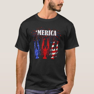 T-shirt Crawfish Usa Drapeau Merica Rouge Blanc Bleu Écarf