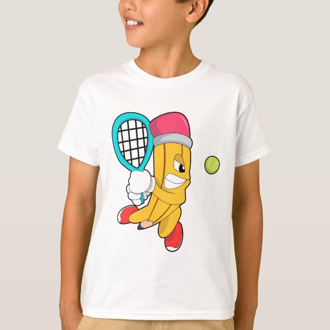 T-shirt Crayon au tennis avec raquette de tennis (Devant)