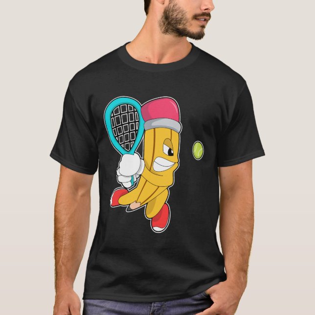 T-shirt Crayon au tennis avec raquette de tennis (Devant)