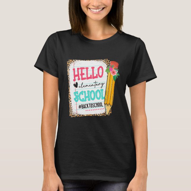 T-shirt Crayon Cute Bonjour École Primaire Premier Jour De (Devant)