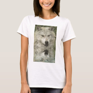 T-shirt Crayon de loup gris croquis d'art faunique cadeau