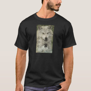 T-shirt Crayon de loup gris croquis d'art faunique cadeau