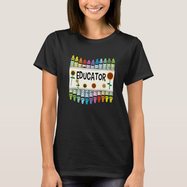 T-shirt Crayons And Flower Teaching  Educator (Devant)
