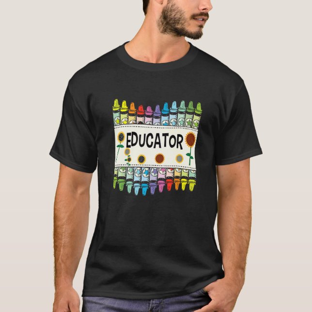 T-shirt Crayons And Flower Teaching  Educator (Devant)