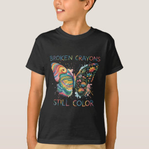 T-shirt Crayons Cassés De Femmes Colorent Encore Papillon