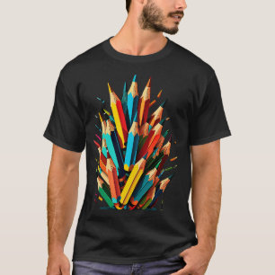T-shirt Crayons couleur de l'enseignant Retour à l'enseign