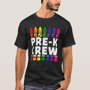 T-shirt Crayons de couleur Pre K Crew pour la rentrée