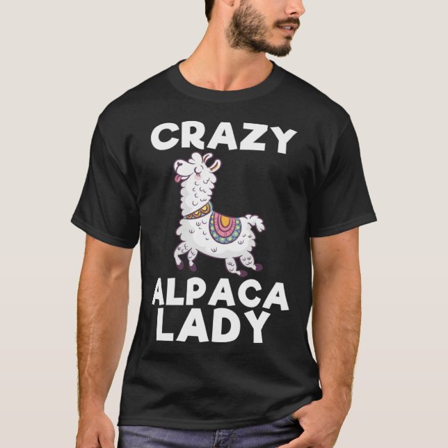 T-shirt Crazy Alpaca Lady   Animal (Devant)