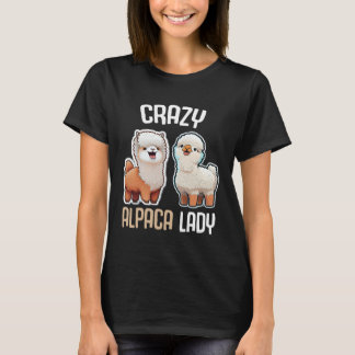 T-shirt Crazy Alpaca Lady Women s Cute Alpaca Lama Zoo  1