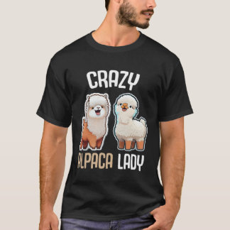 T-shirt Crazy Alpaca Lady Women s Cute Alpaca Lama Zoo  1