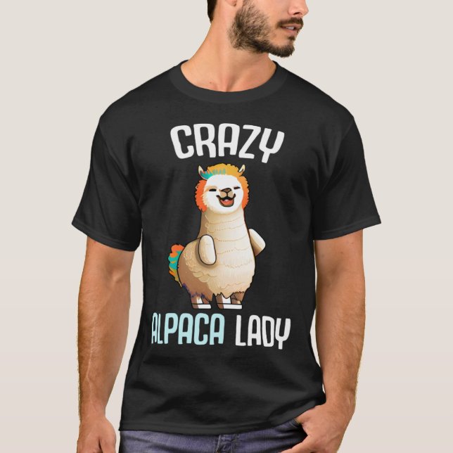 T-shirt Crazy Alpaca Lady Women's Cute Alpaca Lama Zoo (Devant)