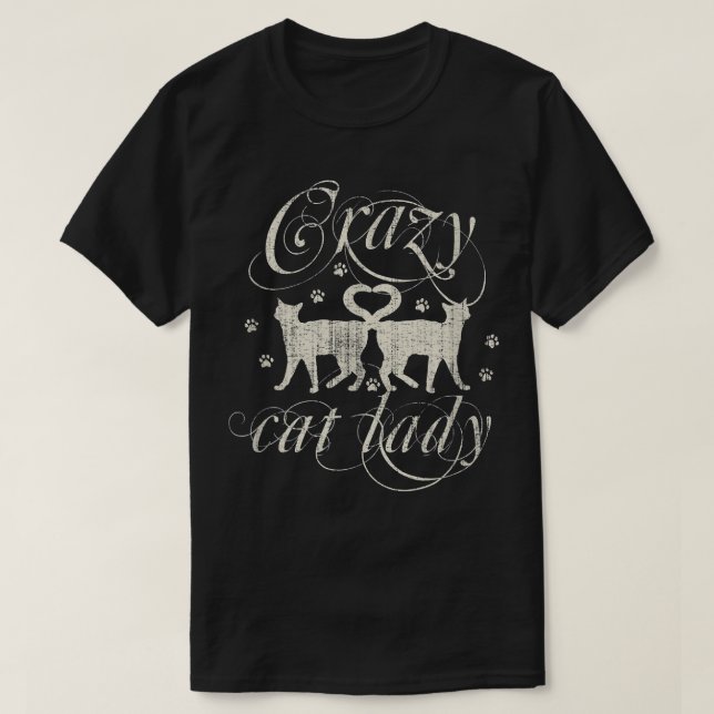 T-shirt Crazy Cat Lady Funny  (Design devant)
